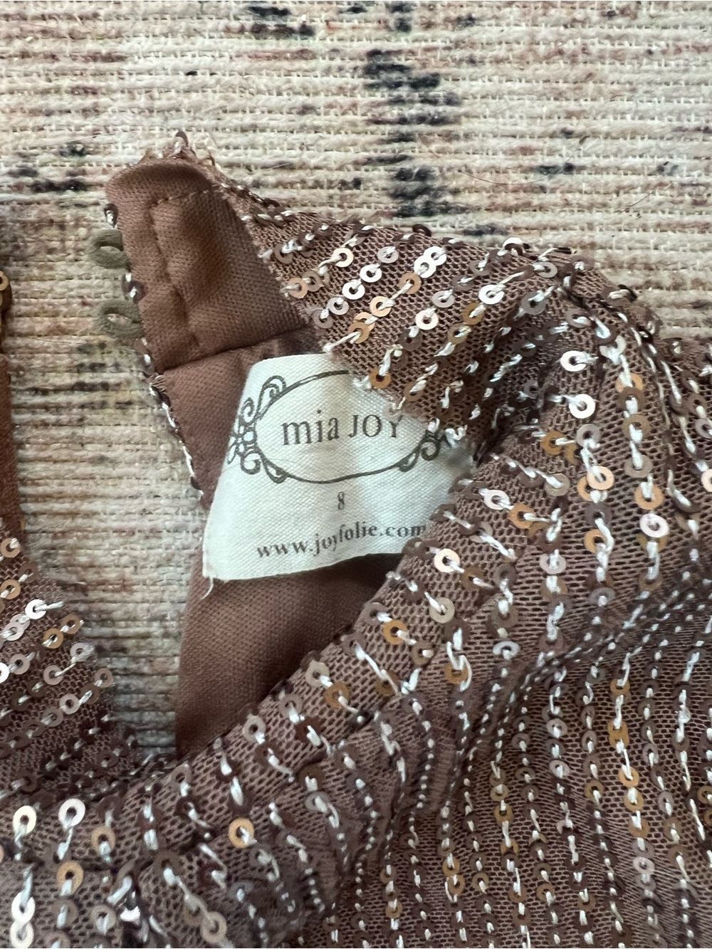 Joyfolie Girls Gold Sequin Short Sleeve Dress - Picture 4 of 5